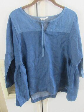 Thought Chambray top tunic denim hi lo 10 m 100% Tencel blue babydoll
